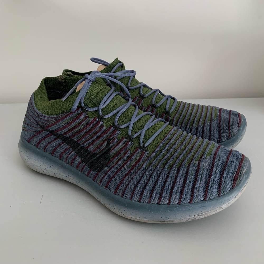 Men’s Nike Free RN Flyknit - Size 9 - Green & Grey